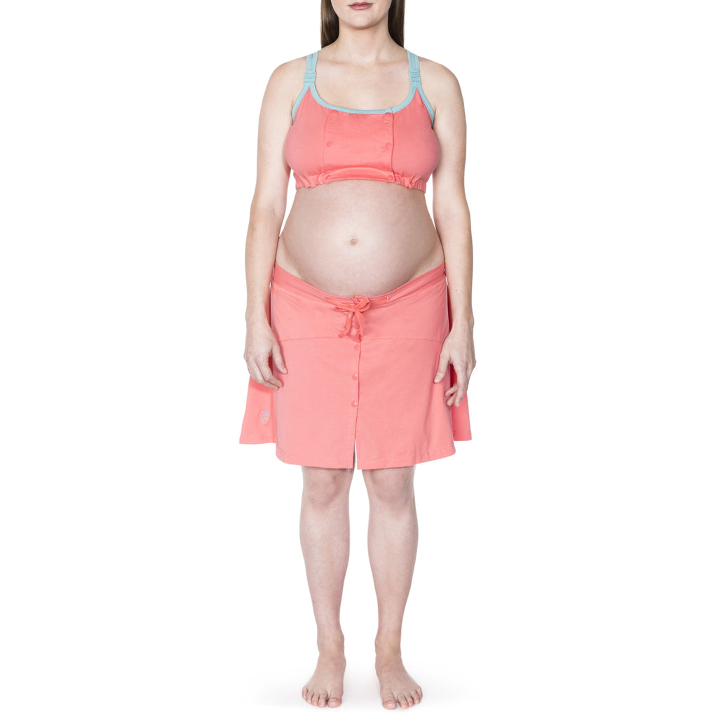 Happy Birthwear Skirt & Half Top in Coral