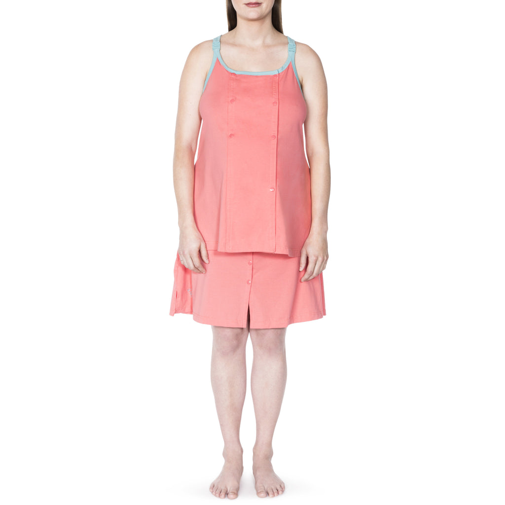 Happy Birthwear Skirt & Half Top in Coral